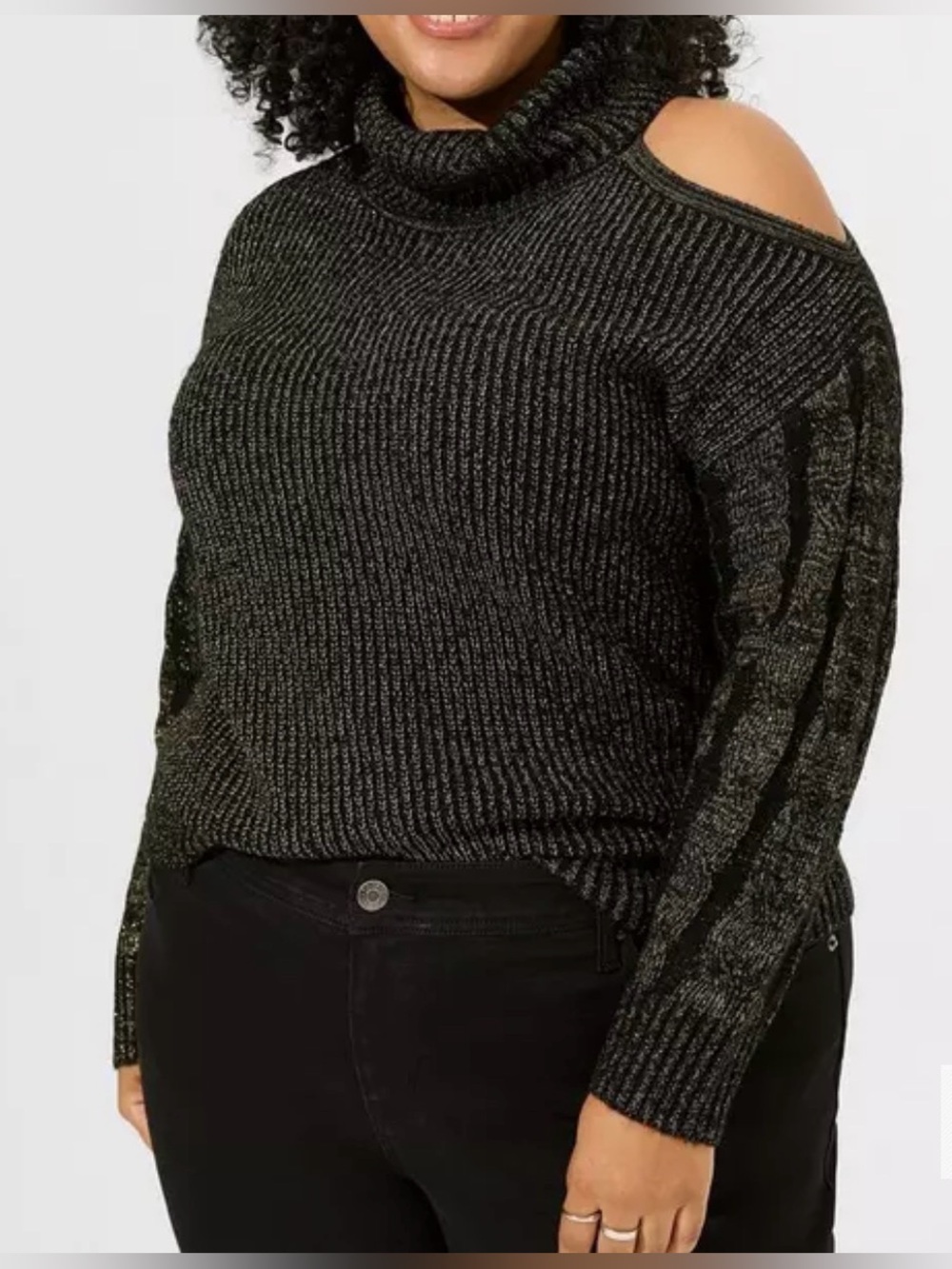 NWT Torrid lurex cable knit cold shoulder turtleneck sweater, Torrid 5, 5X